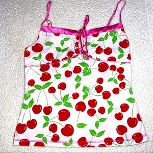 Pink VS Heart Cherry Sleep Tank Top Sz M